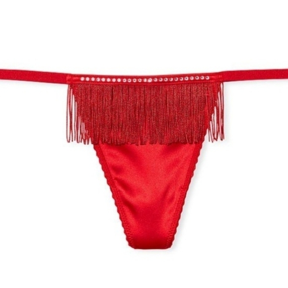 Victoria secret Fringe v-string panty red New With tags - Picture 4 of 4